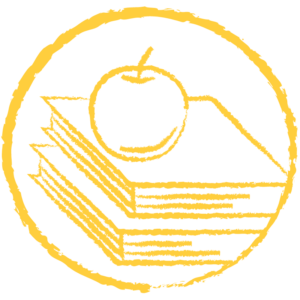yellow apple and books icon
