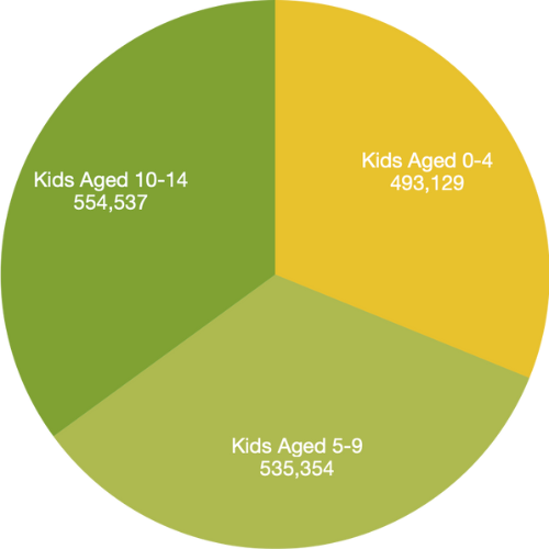 number of kids under 15 in dfw area